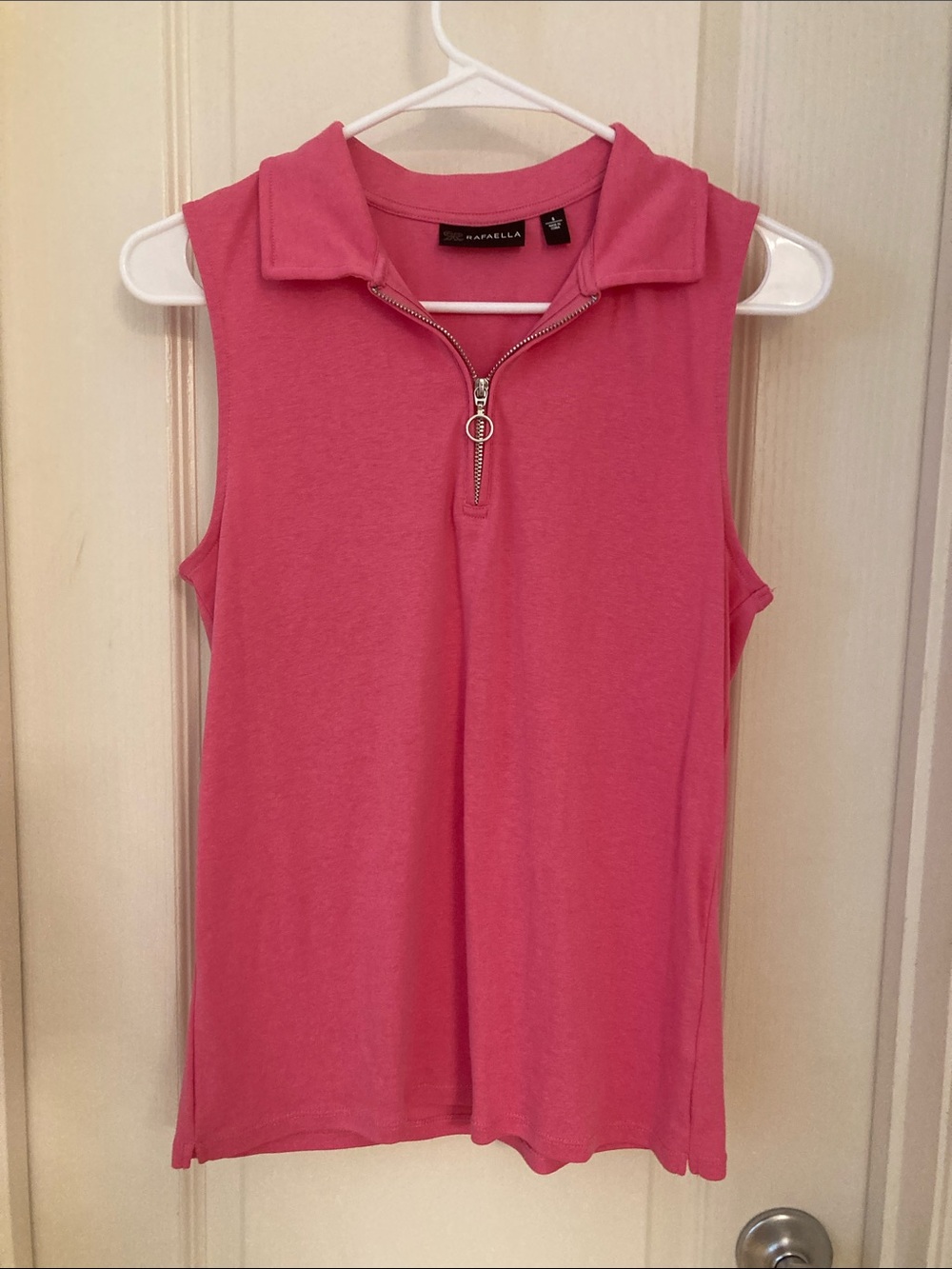 Sleeveless Zip Polo Tank in Bright Pink
